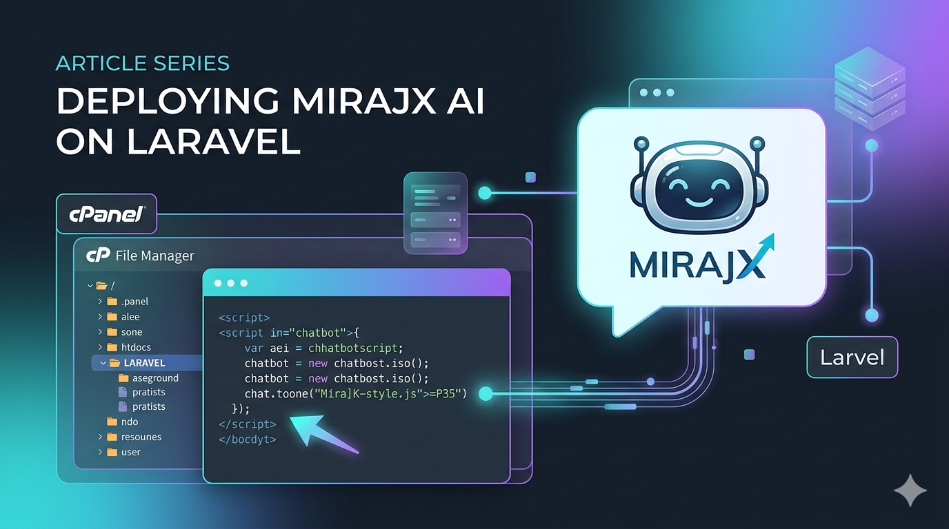 طريقة إضافة شات بوت MirajX إلى موقع Laravel من cPanel