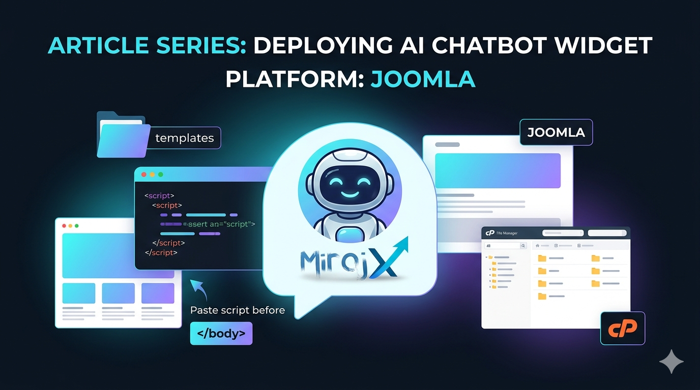 طريقة إضافة شات بوت MirajX إلى Joomla من cPanel